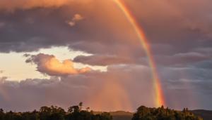 Sunset with rainbow