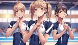 Attractive female gymnastics team