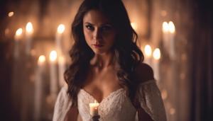 Elena Gilbert Vampire diaries white dress candle light