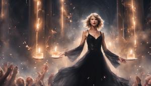 Taylor Swift Performing at concert black dress candle lighting