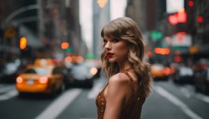 Taylor Swift in New York City looking at traffic lights? 