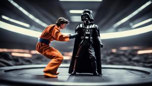 Goku and darth vader fight on the deathstar