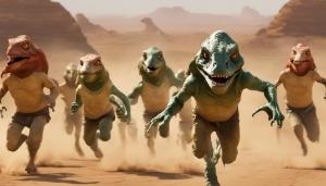 JarJar running from t-rexes