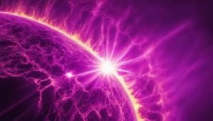 Sun solar flare purple, perfect details 