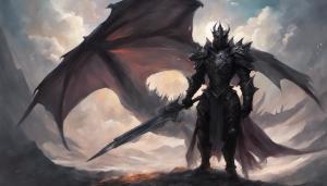 Black knight, dual wielding, dragon, badass