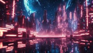 neon city in outer space 