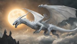 White Dragon flying across eclipse