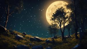 forest; moon; stars; night; animated