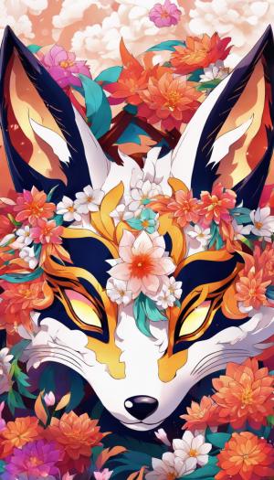 Kitsune mask flowers gaming 