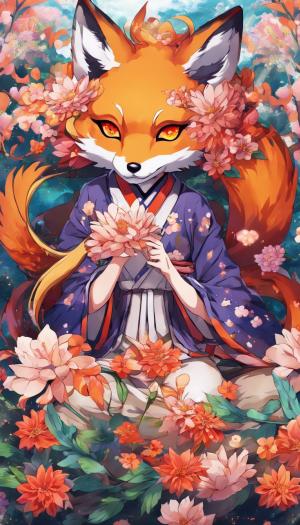 Kitsune mask flowers gaming 