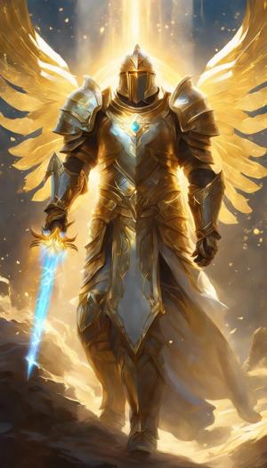 Battle ready healing paladin, 4k, full plate armor and robes, golden light comes out of his hands, holy light, healing, 