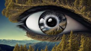 mountain, fractal, eyes