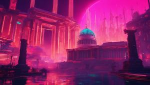 Sol imperium capitol. Futuristic Roman city.