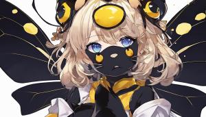 bee with the face of a black cat