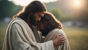 Jesus hugging crying person