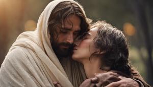 Jesus embracing crying person