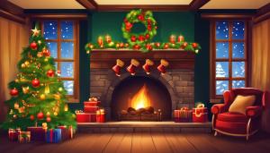 Christmas background fireplace