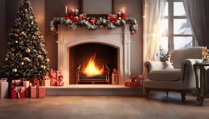 Christmas background fireplace