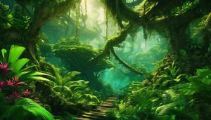 Lush exotic alien forest