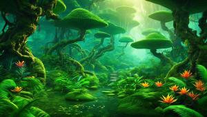 Lush exotic alien forest