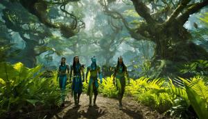 Avatar Na'vi walking together in a forest