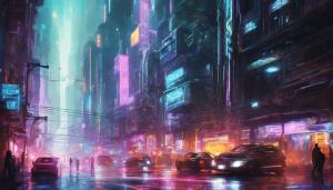 White neon city