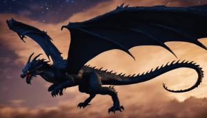 shadow dragon, fantasy, flying trough the night sky