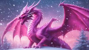 pink dragon, fantasy, in the snow 4k 