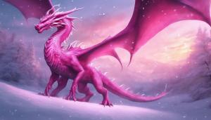 pink dragon, fantasy, in the snow 4k 