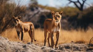 Pumas in the safari