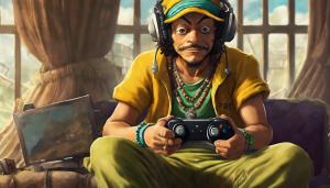 Usopp playing xbox with chopper