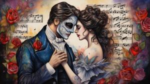 Phantom of the Opera, symphonic music sheet, colored pencil