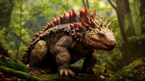 Ankylosaurus en una selva prehistorica
