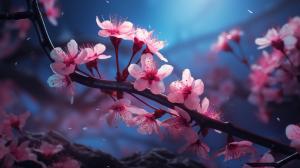 Fantasy theme mystic flare cherry blossoms smoth with soft dark atmosphere and dark colors with amazing shaders and lights in 1440p