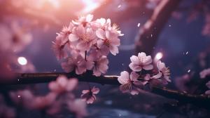 Fantasy theme mystic flare cherry blossoms smoth with soft dark atmosphere and dark colors with amazing shaders and lights in 1440p