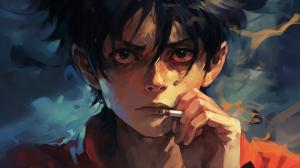 Luffy smoking cigarets

