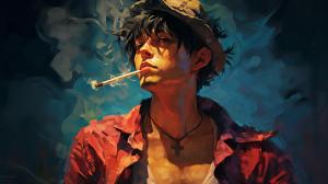 Luffy smoking cigarets

