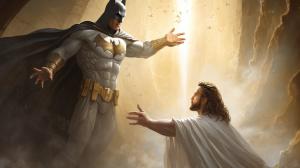 Batman fighting against Jesus 