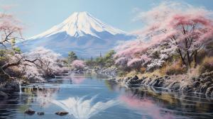 Mount Fuji shakura spring landscape reflections