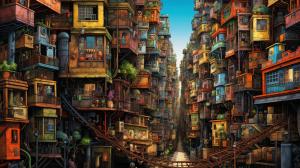 A massive city where everything is made of food, extremely detailed and very colorful