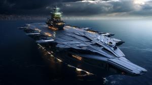 Space ship that is a navy carrier
