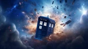 the TARDIS in space
