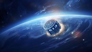 the TARDIS in space
