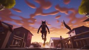 fortnite skins backflipping over a cat being shot at them

