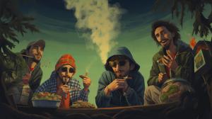 A group of guys having a good time while smoking 420
