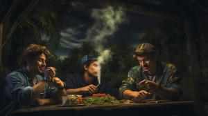 A group of guys having a good time while smoking 420
