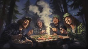 A group of guys having a good time while smoking 420
