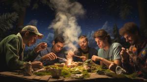 A group of guys having a good time while smoking 420
