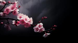 Sakura, Japan, moon, dark
