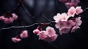 Sakura, Japan, moon, dark
